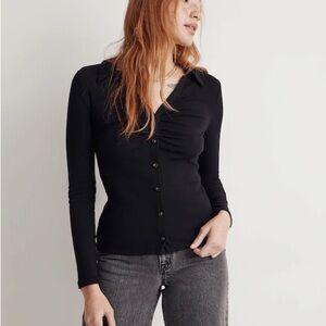 Madewell Ruched Polo Cardigan